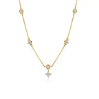 Gold Zircon Flower Pendant Choker Necklace