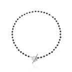 Black and silver Flower Pendant Choker Necklace