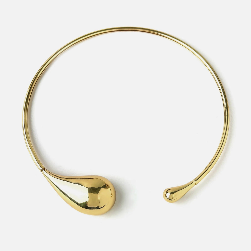 Gold Water Drop Pendant Choker Necklace