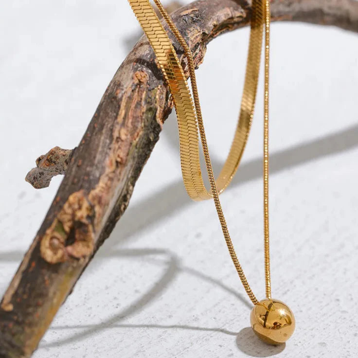 Choker Necklace Large Water Drop Pendant gold