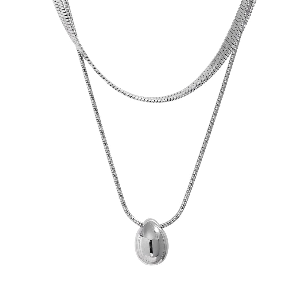 Choker Necklace Large Water Drop Pendant silver
