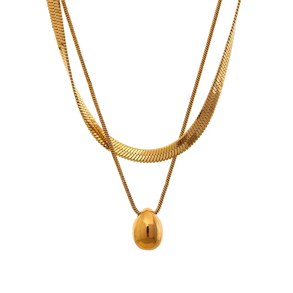 Choker Necklace Large Water Drop Pendant gold