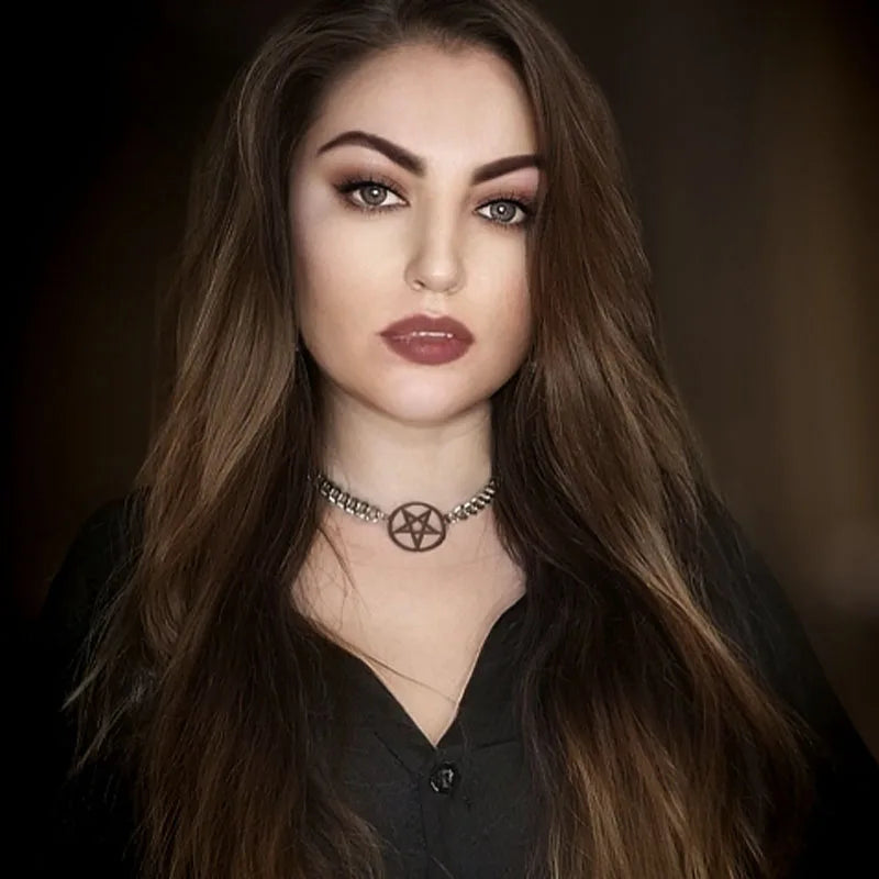 Choker Necklace Pentacle Pendant Witchcraft Wiccan