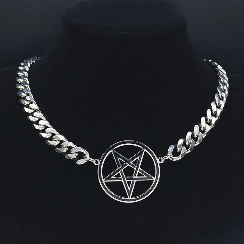 Choker Necklace Pentacle Pendant Witchcraft Wiccan