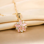 Romantic Necklace with Rose Flower Pendant and Zircon