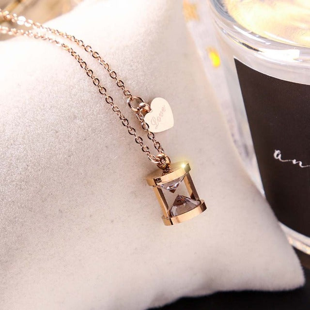 Hourglass Heart Pendant Necklace