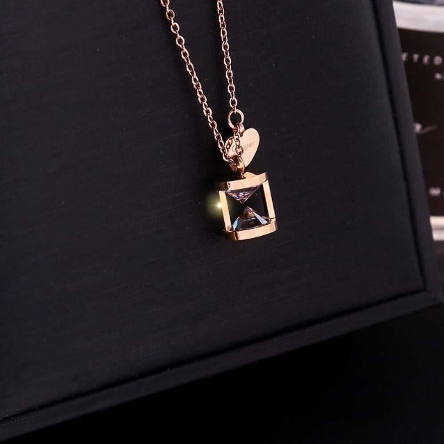 Hourglass Heart Pendant Necklace
