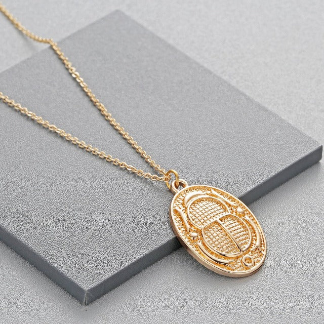 Egyptian Scarab Necklace Gold