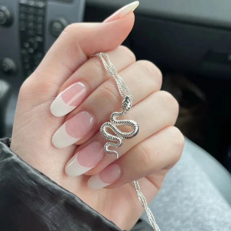 Silver Snake Pendant Necklace