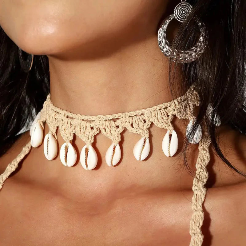 Bohemian Style Choker Necklace Cowrie Shell