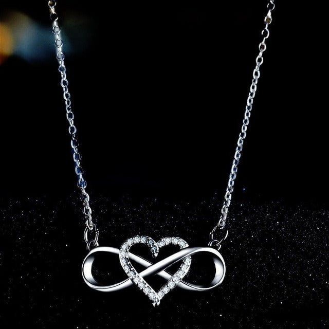 Infinity Symbol Necklace Pendant Woman Heart silver