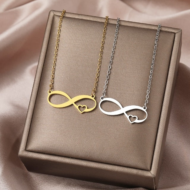 Infinity Symbol Necklace Pendant Woman Small Heart
