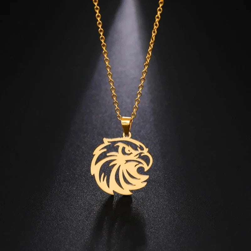 Eagle Head Pendant Necklace Gold