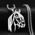 Horse Head Pendant Necklace Women Girl simple silver horse