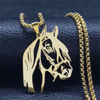 Horse Head Pendant Necklace Women Girl simple gold horse