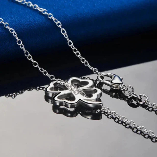 Four-Leaf Clover Necklace Pendant Women Silver