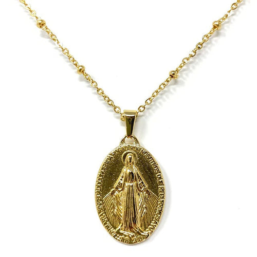Virgin Mary gold necklace