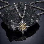 Viking Necklace with Gold Vegvisir Compass Pendant