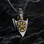 Viking Necklace with Gold Vegvisir Arrow Pendant