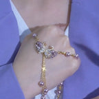 Purple double-swan heart-shaped necklace