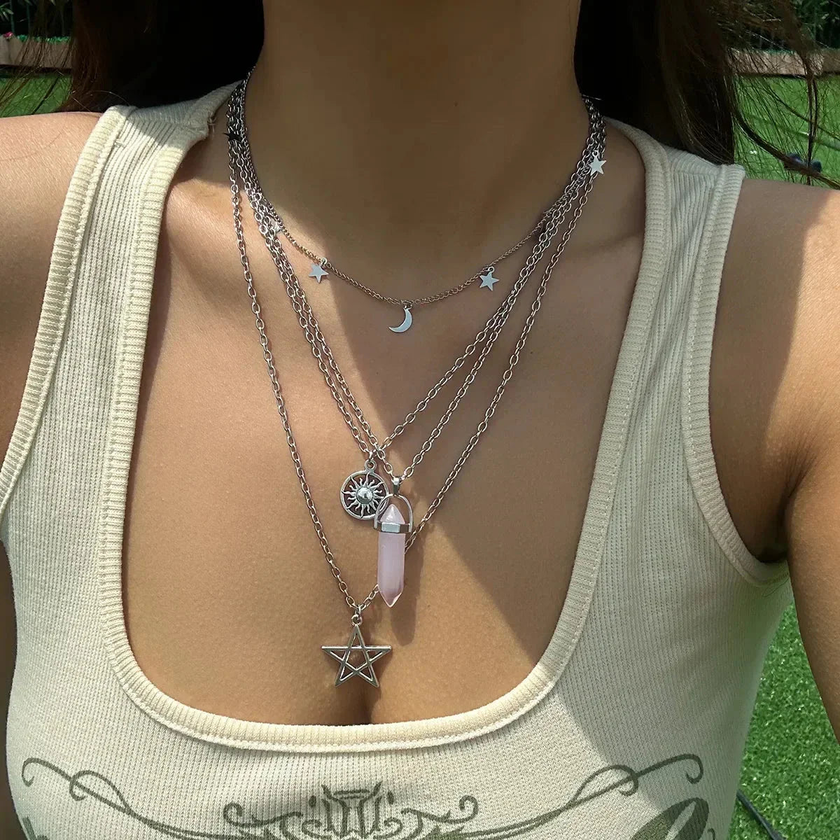 Four-Strand Star of David Pendant Necklaces