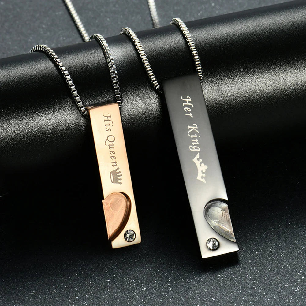 Couples Necklaces Barrette and Heart Pendant