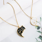 Cute Cat Pendant Couple Necklaces Gold