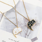 Cute Cat Pendant Couple Necklaces Gold
