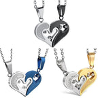 Necklaces for Couples Best Friends Silver and Gold Heart Pendant