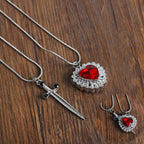 Couple Necklaces Heart and Sword Pendant 2