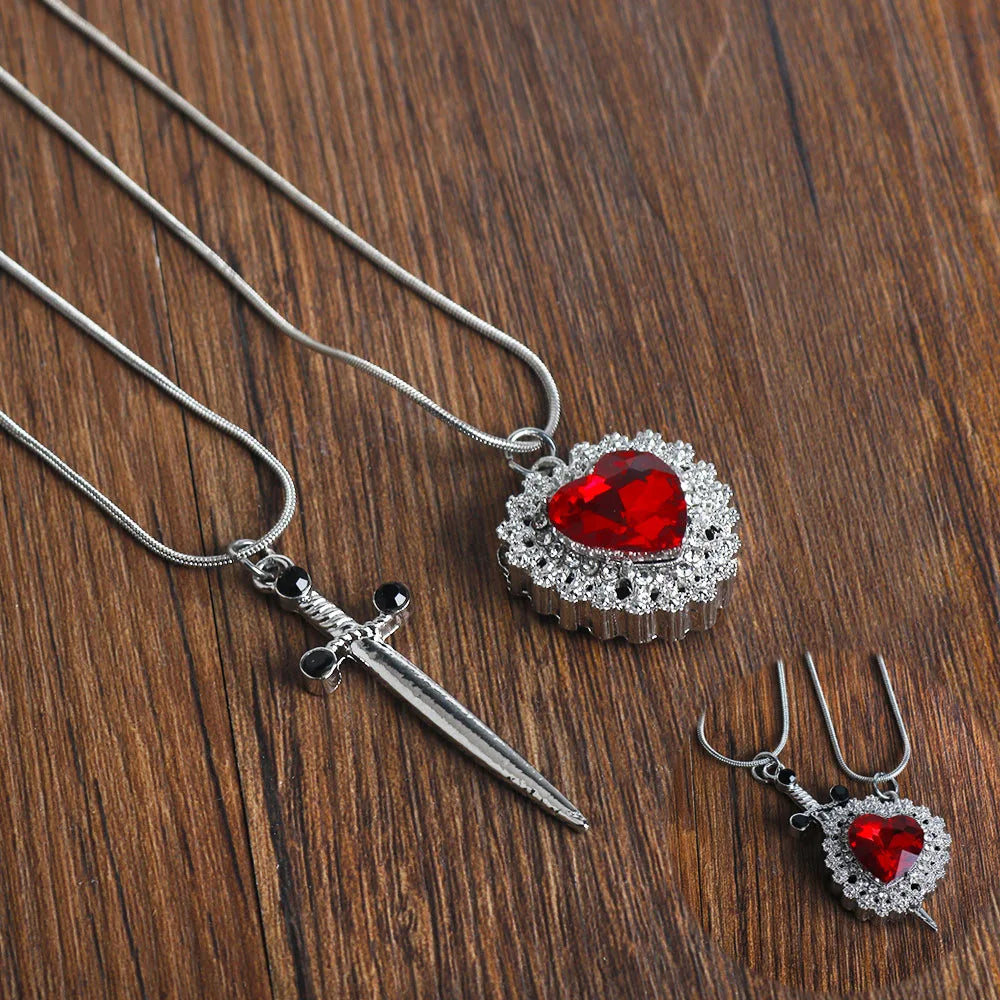 Couple Necklaces Heart and Sword Pendant 2