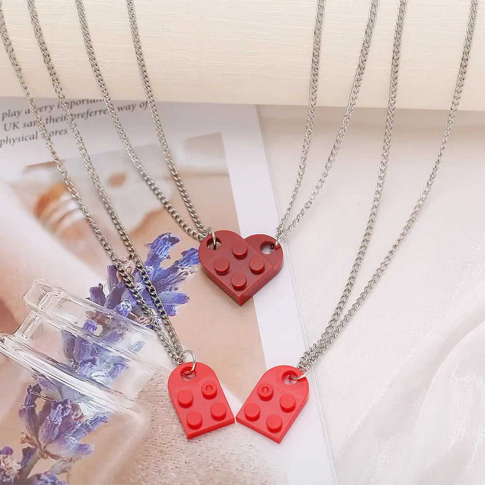 Friend Couple Necklaces Fashion Heart Pendant red