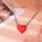 Friend Couple Necklaces Fashion Heart Pendant red