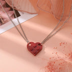 Friend Couple Necklaces Fashion Heart Pendant dark red