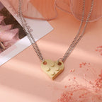 Friend Couple Necklaces Fashion Heart Pendant beige