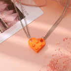 Friend Couple Necklaces Fashion Heart Pendant orange