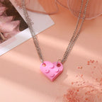 Friend Couple Necklaces Fashion Heart Pendant pink