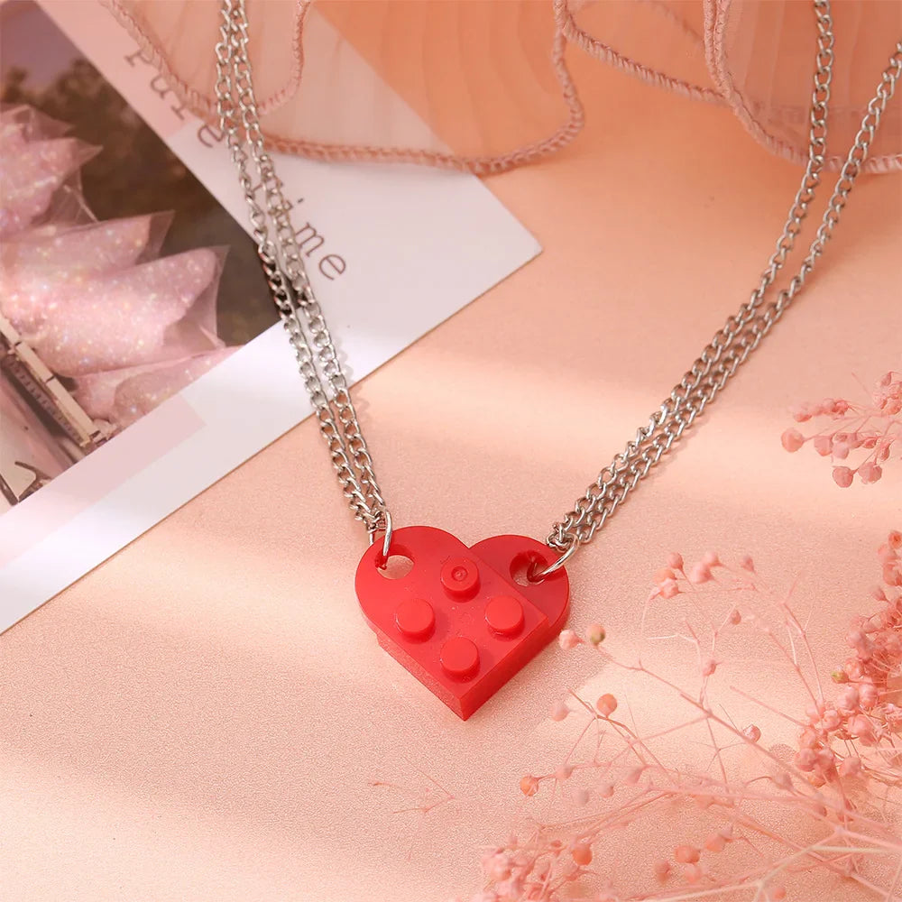 Friend Couple Necklaces Fashion Heart Pendant red