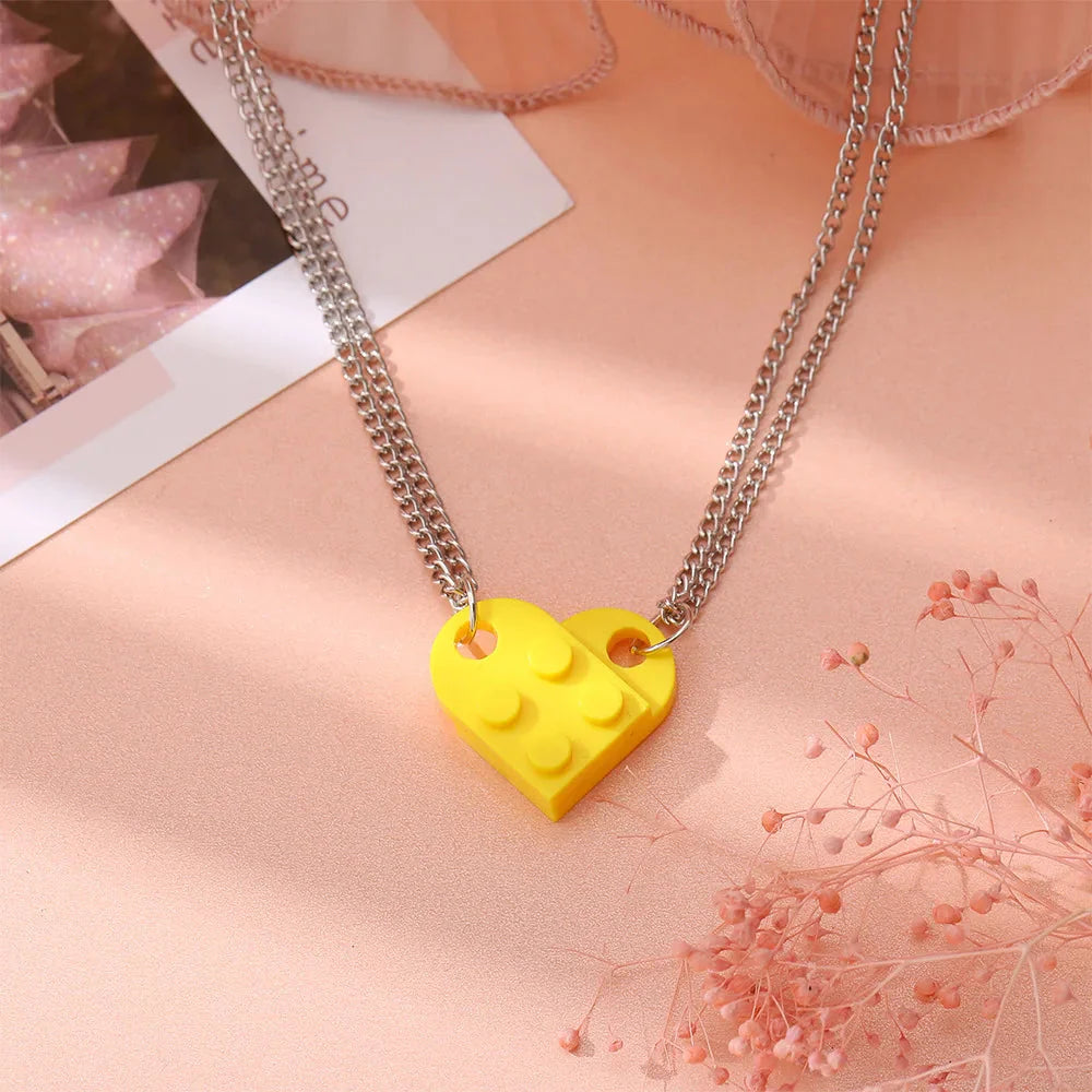 Friend Couple Necklaces Fashion Heart Pendant yellow