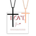 Couples Necklaces Black and Rose Gold Cross Pendant
