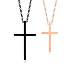 Couples Necklaces Black and Rose Gold Cross Pendant