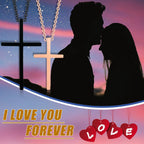 Couples Necklaces Black and Rose Gold Cross Pendant
