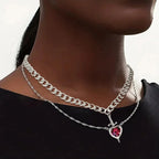Couple Necklaces Sword and Heart Pendant
