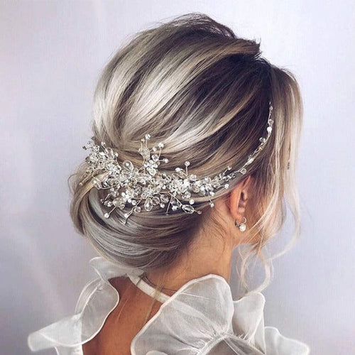 Diamond and Flower Wedding Tiara
