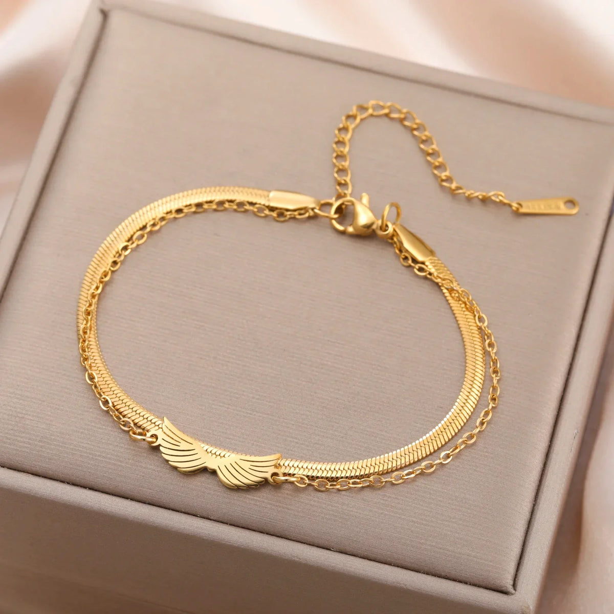 Double Angel Wings Gold Bracelet