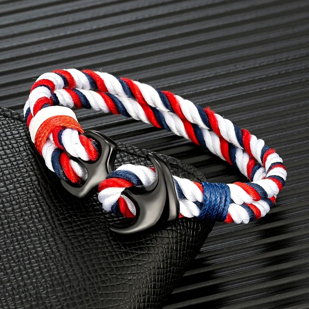 Double Anchor Bracelet White and Red