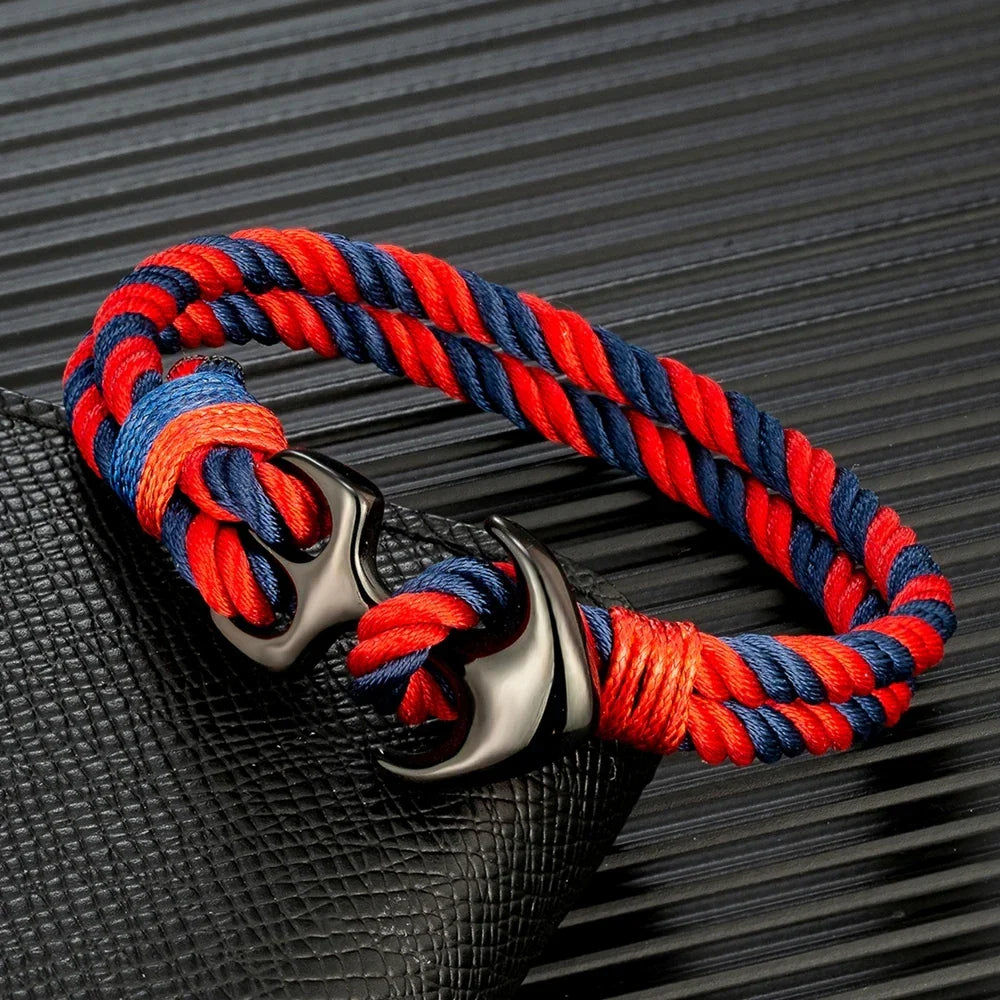 Double Anchor Bracelet Red