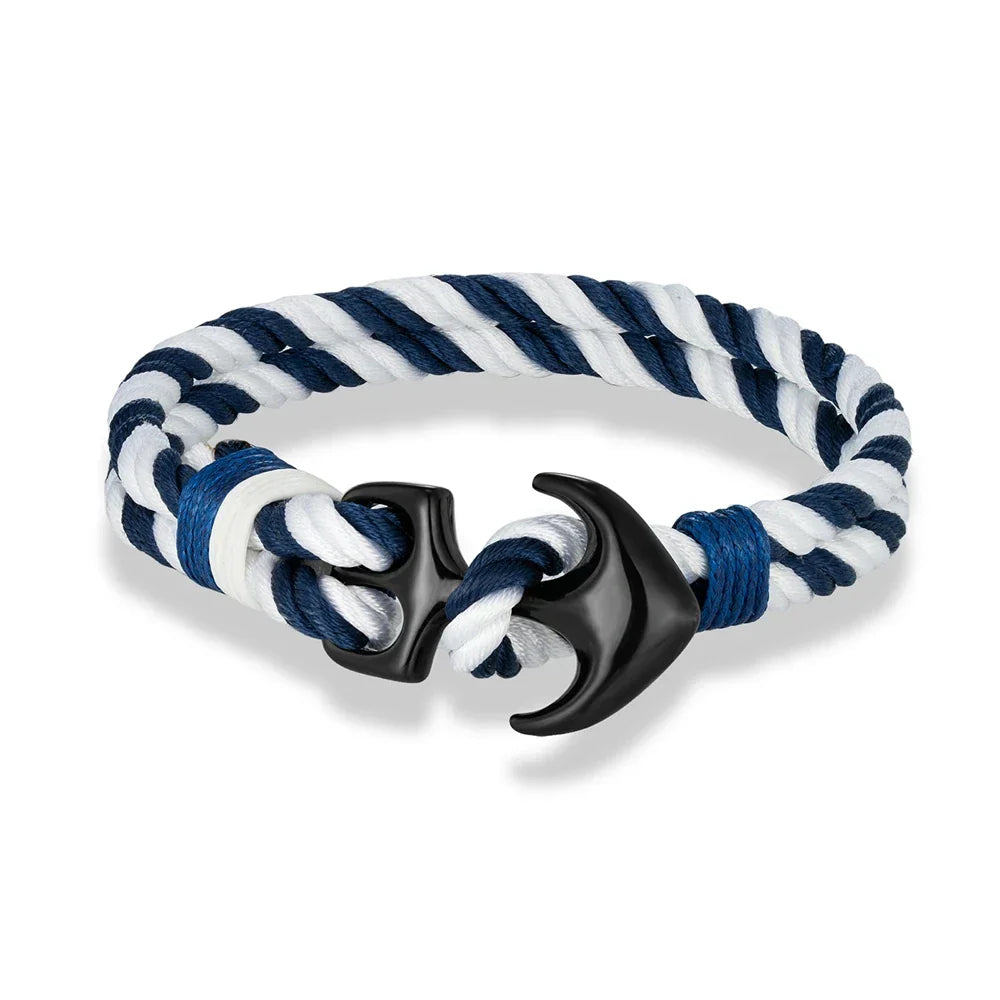 Double Anchor Bracelet White and Blue