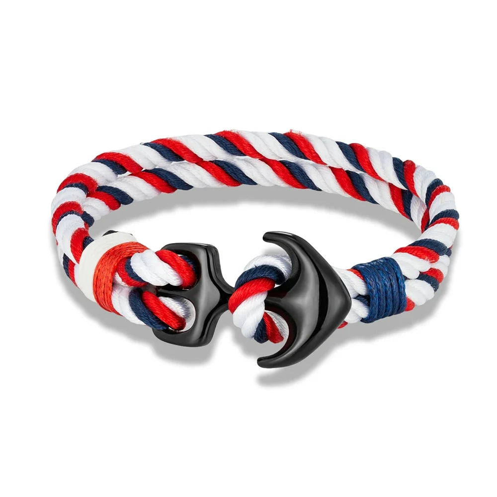 Double Anchor Bracelet White and Red