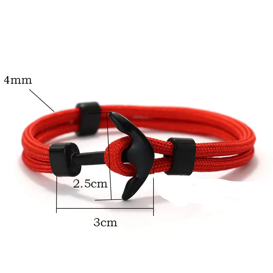 Double anchor bracelet black